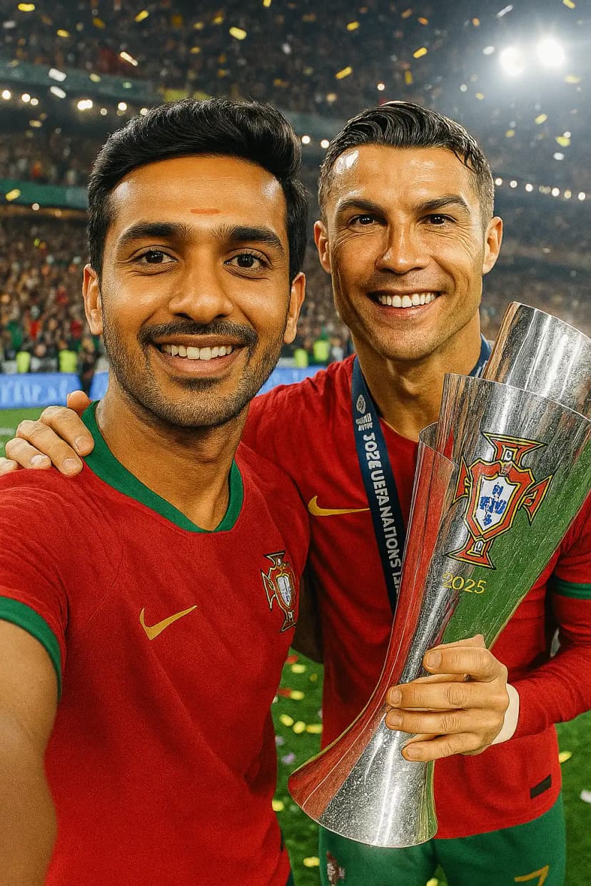 Ultra-Realistic Vertical Selfie with Ronaldo after