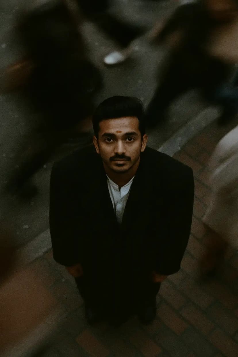 Moody City Street Portrait with Motion Blur after