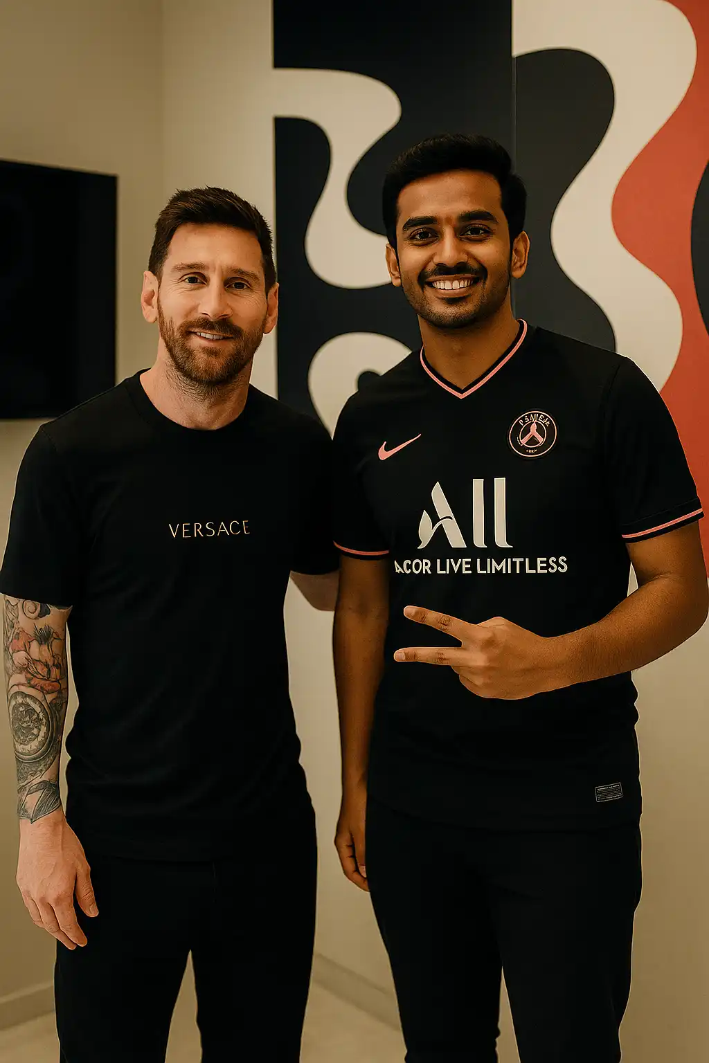 Champions United: A Stylish Moment with Messi in PSG Black after